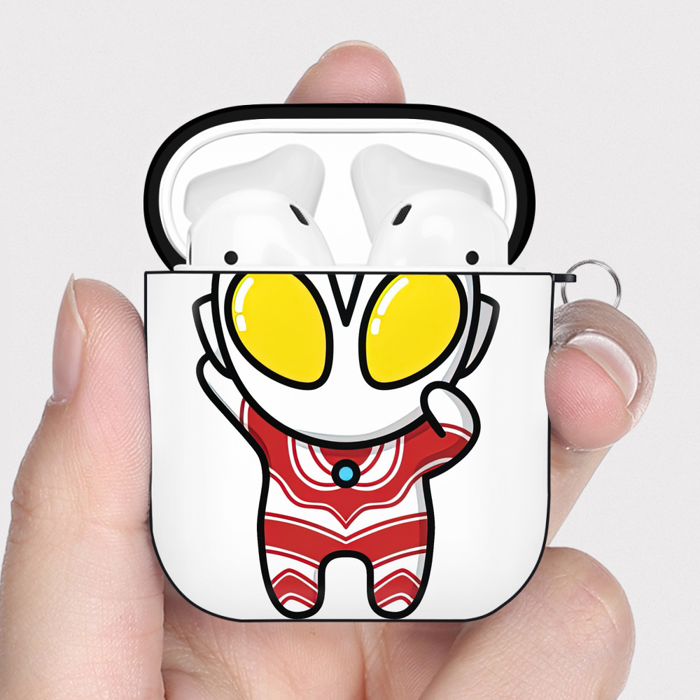 （画像用） ウルトラマン Ultraman AirPods 第2世代保護ケース ハードシェル ブラック 耐衝撃・防指紋・カラビナ付き