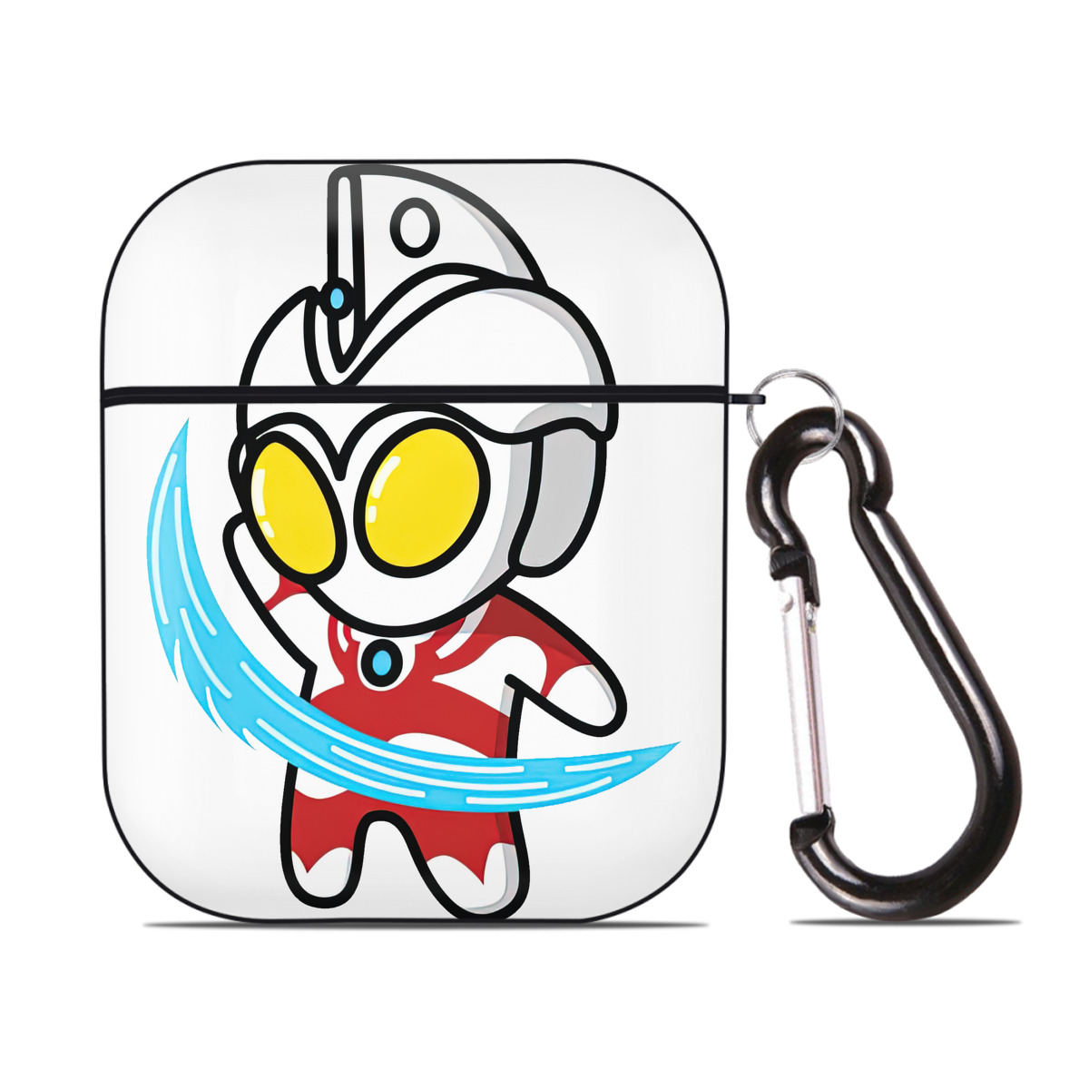 （画像用） ウルトラマン Ultraman AirPods 第2世代保護ケース ハードシェル ブラック 耐衝撃・防指紋・カラビナ付き