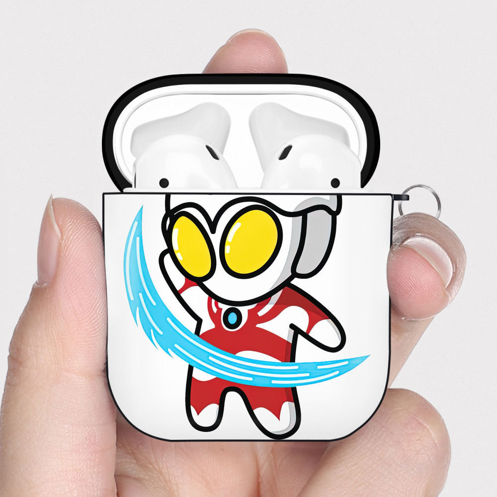 （画像用） ウルトラマン Ultraman AirPods 第2世代保護ケース ハードシェル ブラック 耐衝撃・防指紋・カラビナ付き