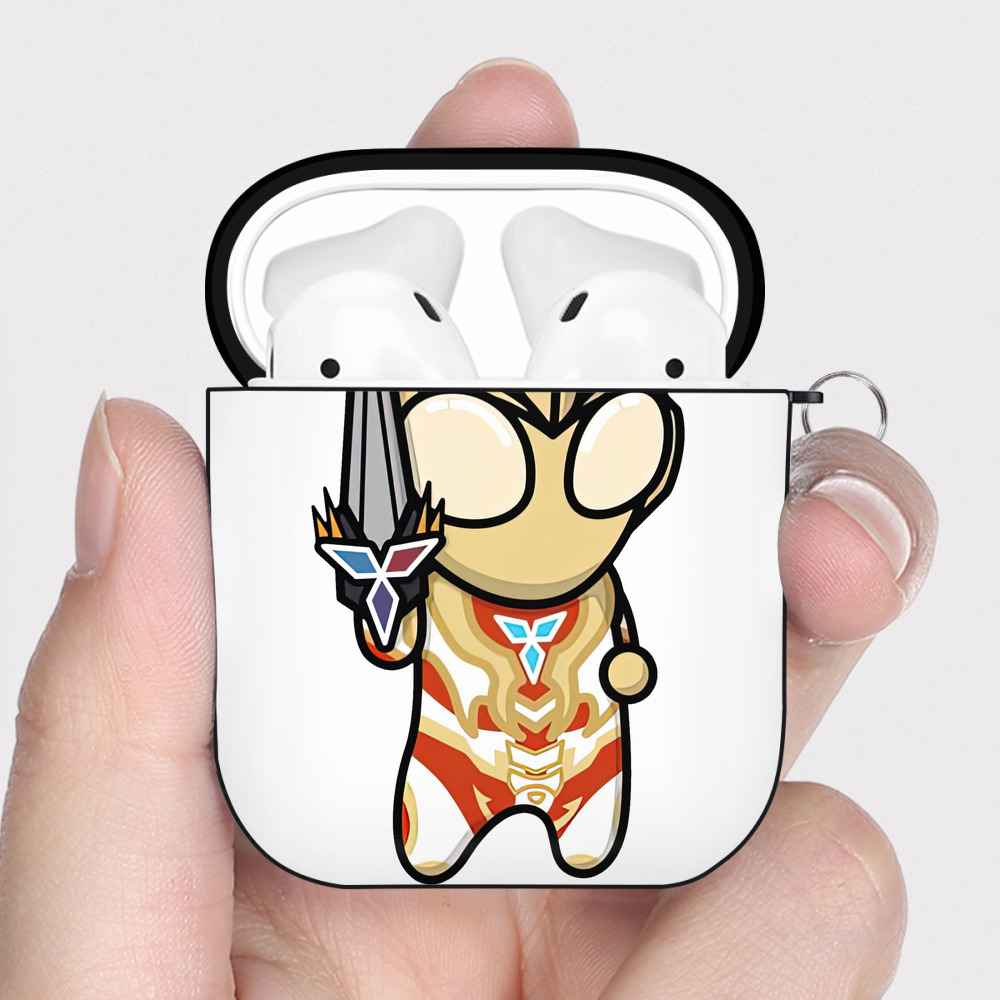 （画像用） ウルトラマン Ultraman AirPods 第2世代保護ケース ハードシェル ブラック 耐衝撃・防指紋・カラビナ付き