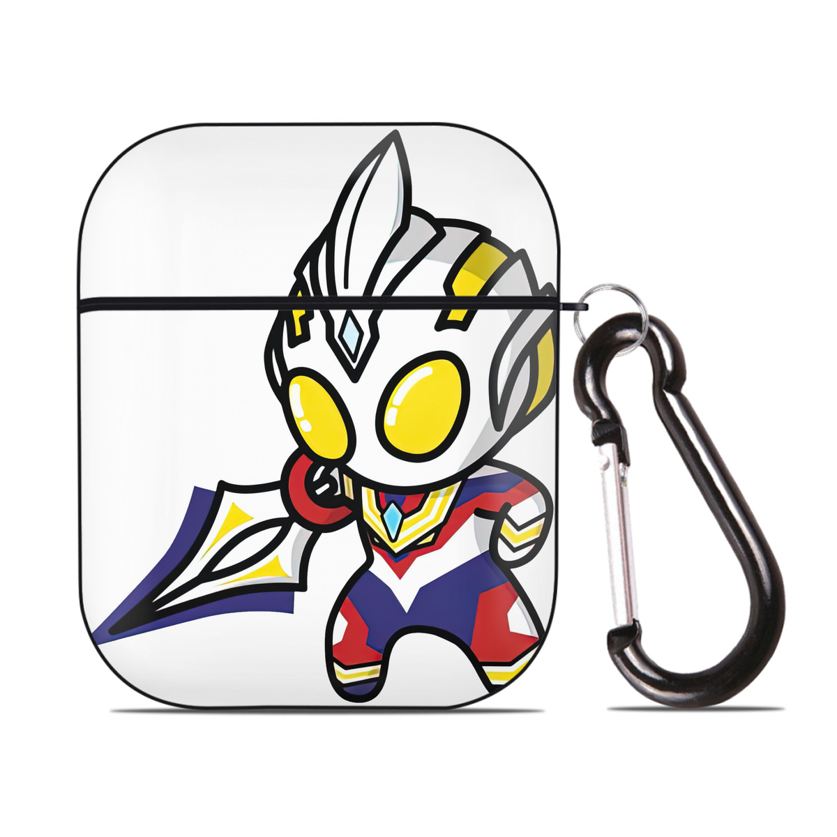 （画像用） ウルトラマン Ultraman AirPods 第2世代保護ケース ハードシェル ブラック 耐衝撃・防指紋・カラビナ付き
