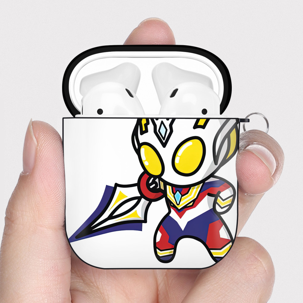 （画像用） ウルトラマン Ultraman AirPods 第2世代保護ケース ハードシェル ブラック 耐衝撃・防指紋・カラビナ付き