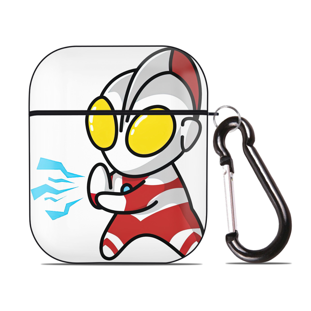 （画像用） ウルトラマン Ultraman AirPods 第2世代保護ケース ハードシェル ブラック 耐衝撃・防指紋・カラビナ付き