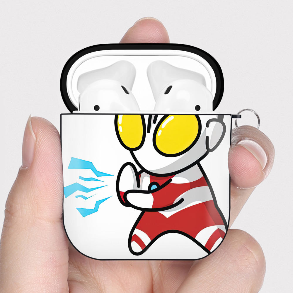 （画像用） ウルトラマン Ultraman AirPods 第2世代保護ケース ハードシェル ブラック 耐衝撃・防指紋・カラビナ付き