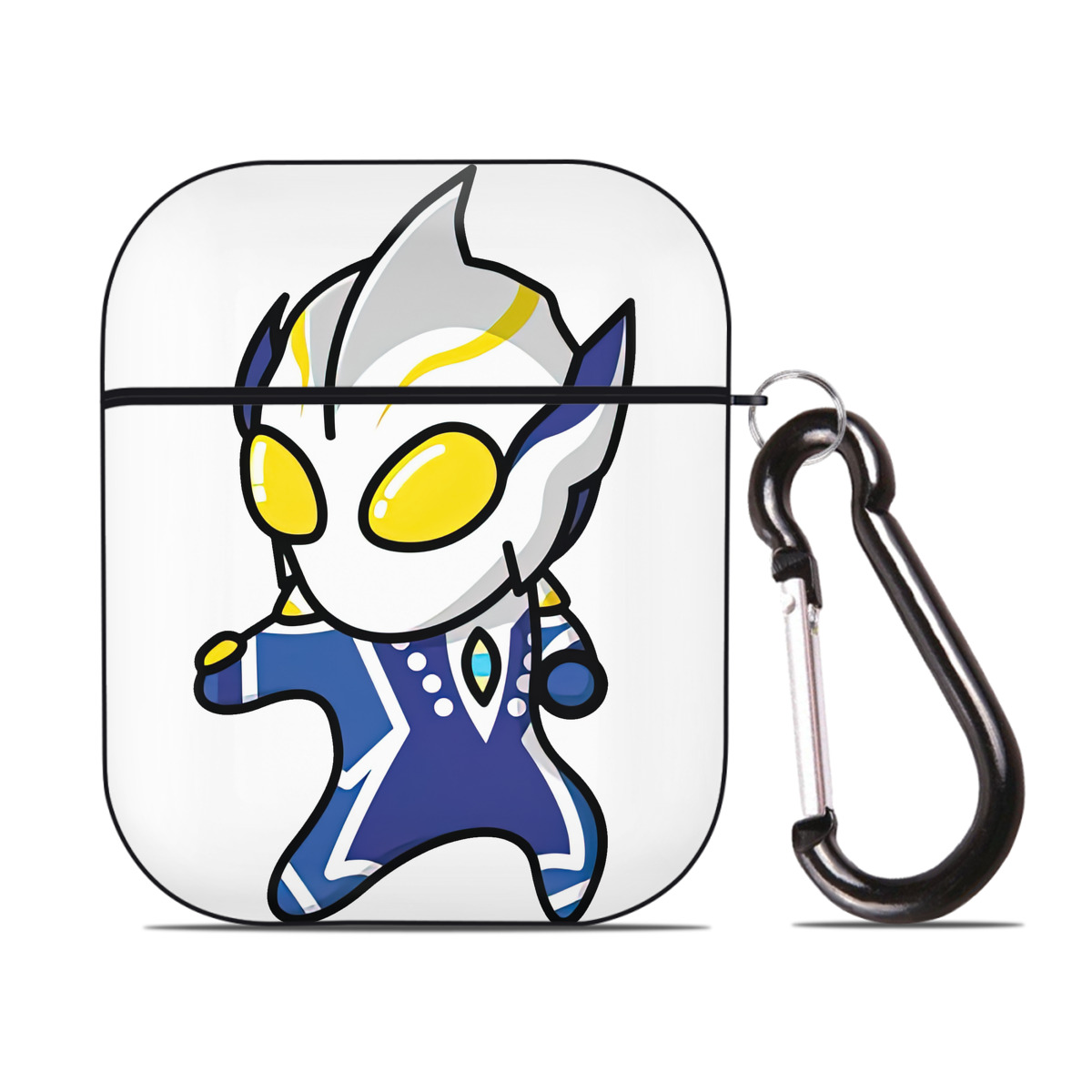 （画像用） ウルトラマン Ultraman AirPods 第2世代保護ケース ハードシェル ブラック 耐衝撃・防指紋・カラビナ付き