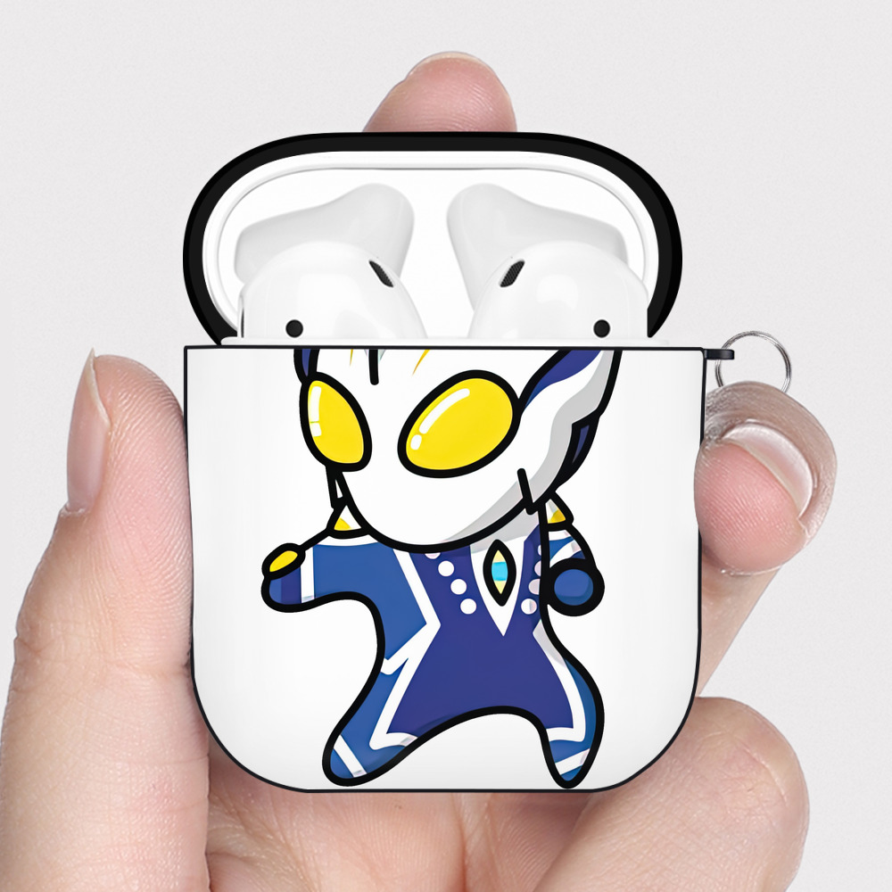 （画像用） ウルトラマン Ultraman AirPods 第2世代保護ケース ハードシェル ブラック 耐衝撃・防指紋・カラビナ付き