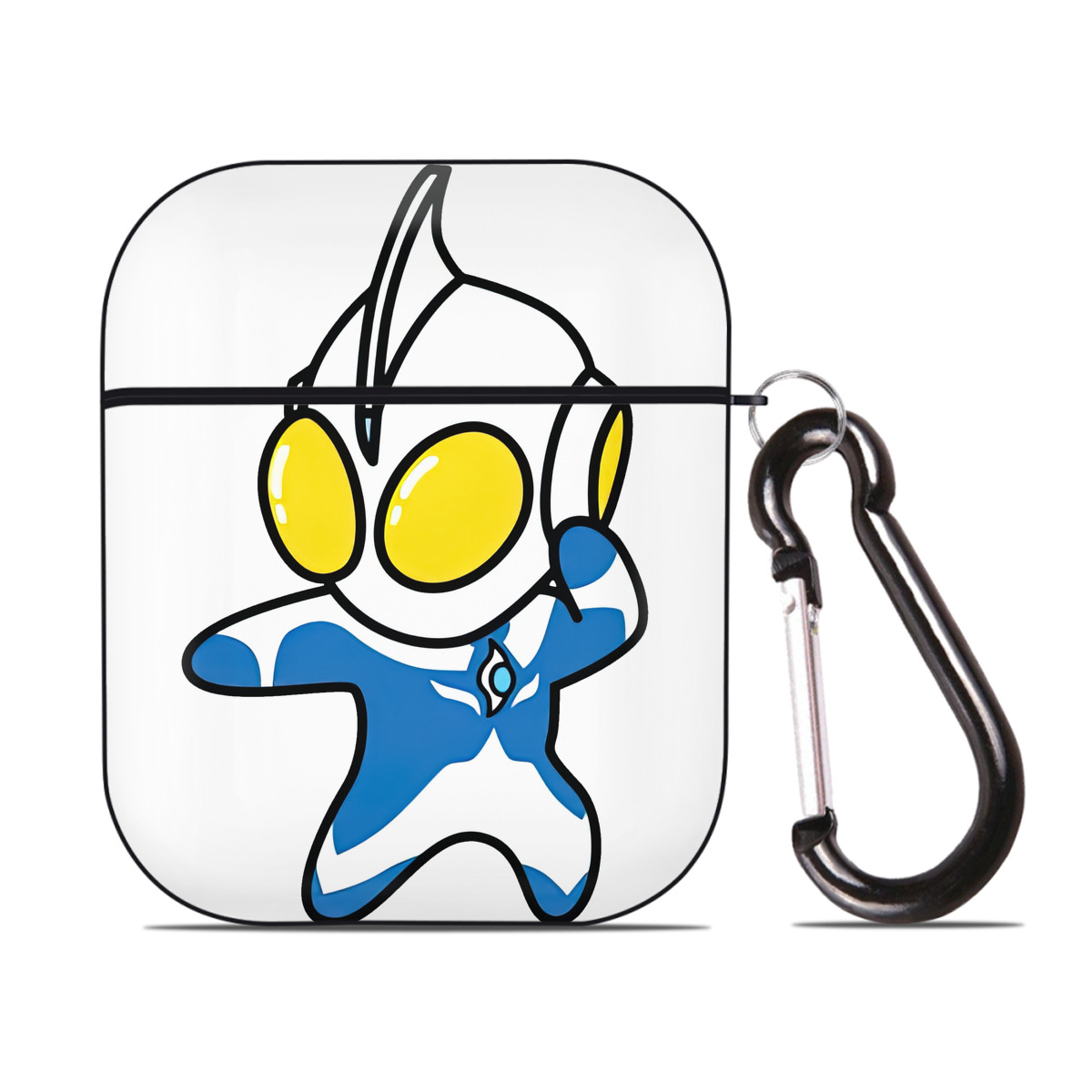 （画像用） ウルトラマン Ultraman AirPods 第2世代保護ケース ハードシェル ブラック 耐衝撃・防指紋・カラビナ付き