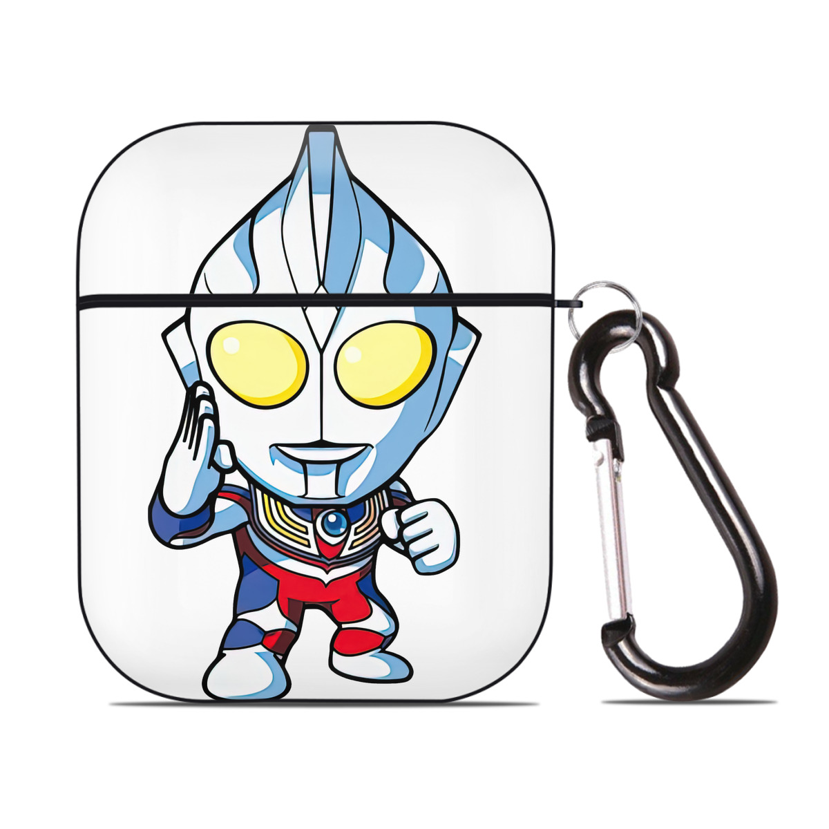 （画像用） ウルトラマン Ultraman AirPods 第2世代保護ケース ハードシェル ブラック 耐衝撃・防指紋・カラビナ付き