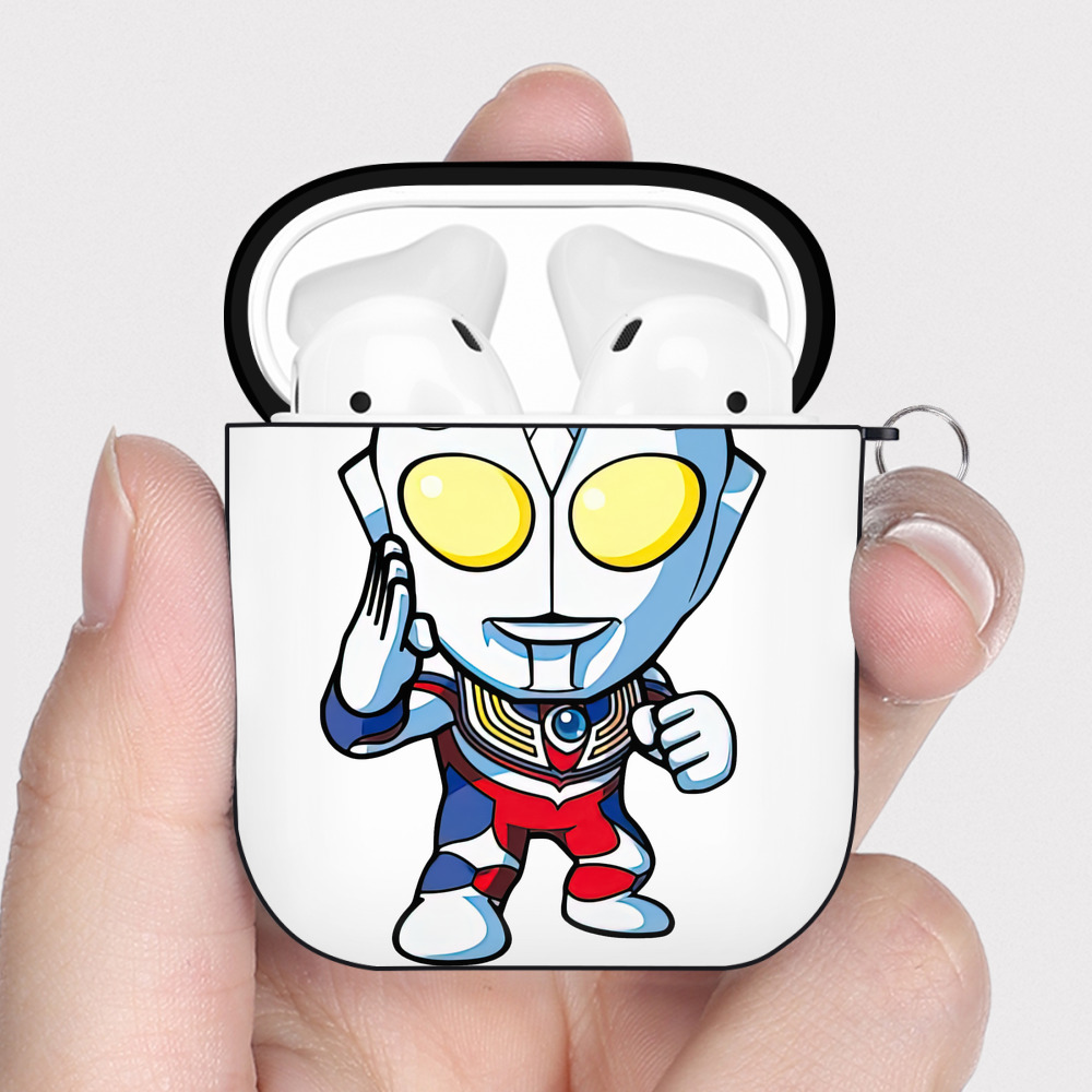 （画像用） ウルトラマン Ultraman AirPods 第2世代保護ケース ハードシェル ブラック 耐衝撃・防指紋・カラビナ付き