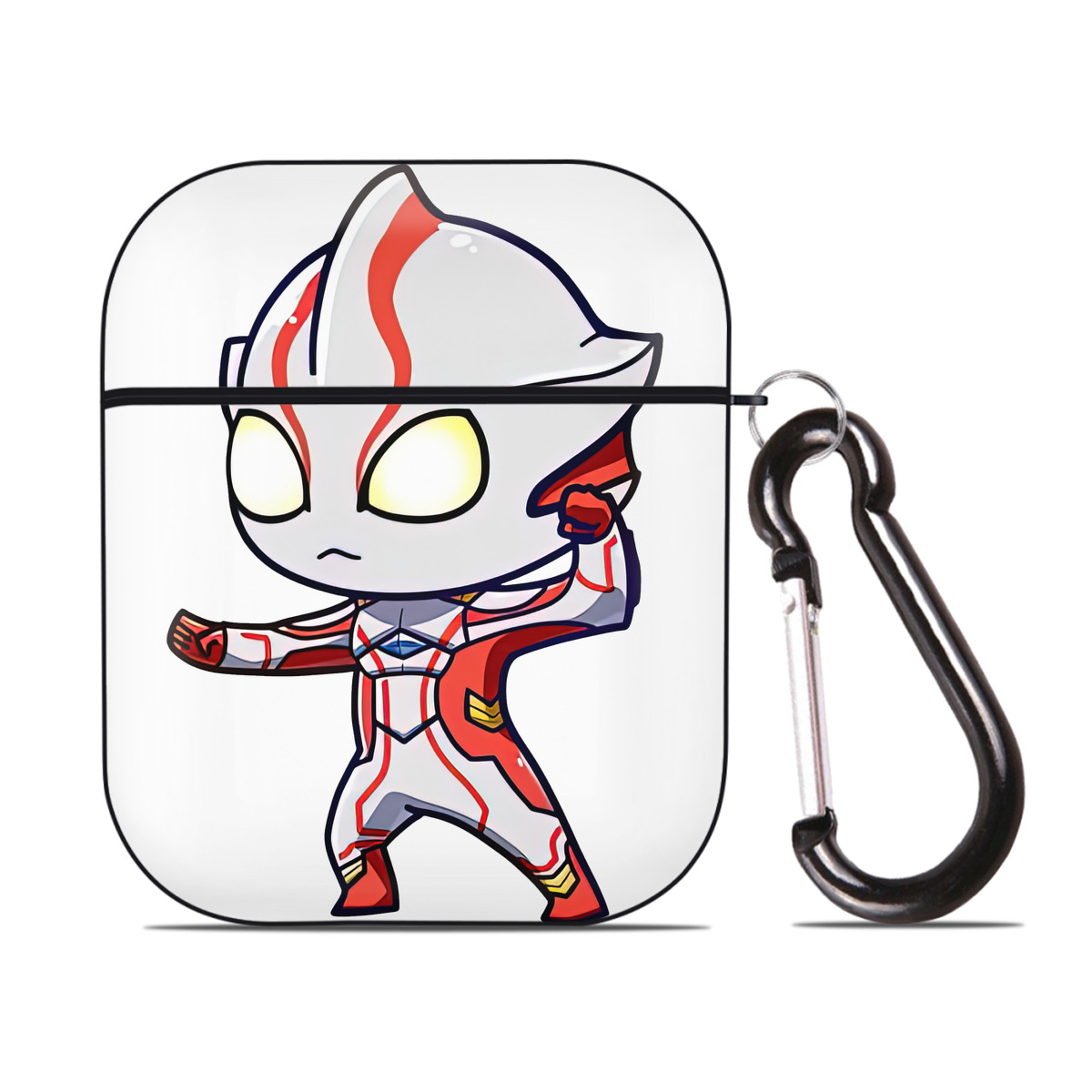 （画像用） ウルトラマン Ultraman AirPods 第2世代保護ケース ハードシェル ブラック 耐衝撃・防指紋・カラビナ付き