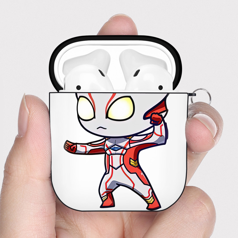 （画像用） ウルトラマン Ultraman AirPods 第2世代保護ケース ハードシェル ブラック 耐衝撃・防指紋・カラビナ付き