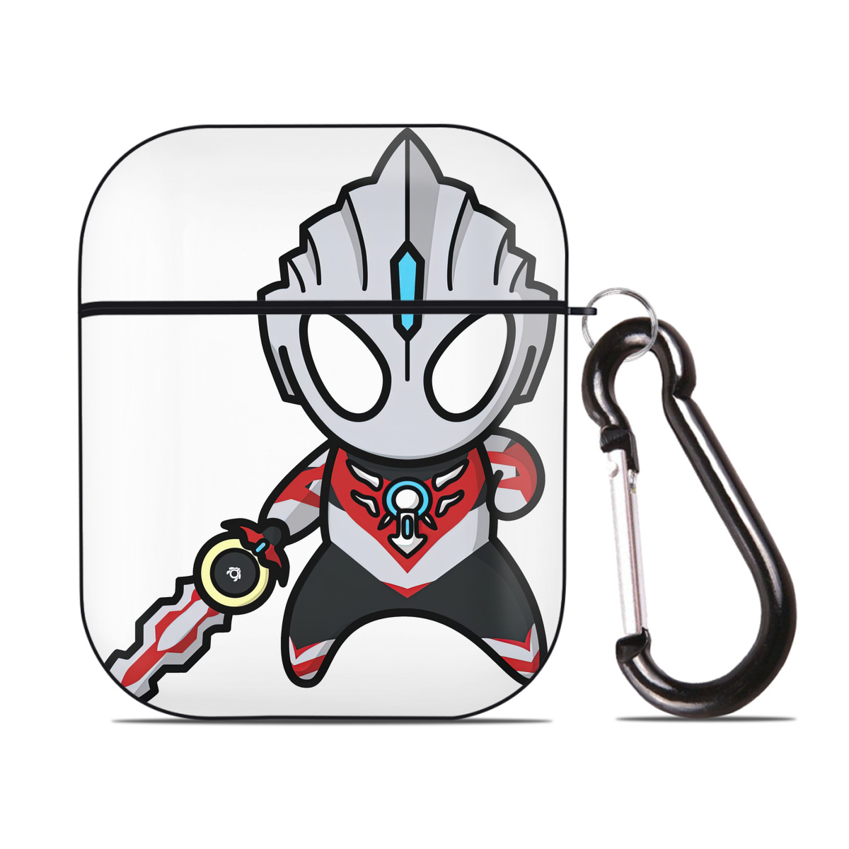 （画像用） ウルトラマン Ultraman AirPods 第2世代保護ケース ハードシェル ブラック 耐衝撃・防指紋・カラビナ付き