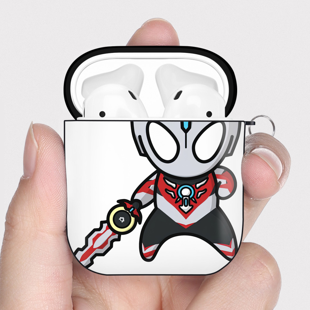 （画像用） ウルトラマン Ultraman AirPods 第2世代保護ケース ハードシェル ブラック 耐衝撃・防指紋・カラビナ付き