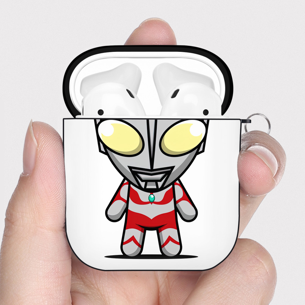 （画像用） ウルトラマン Ultraman AirPods 第2世代保護ケース ハードシェル ブラック 耐衝撃・防指紋・カラビナ付き