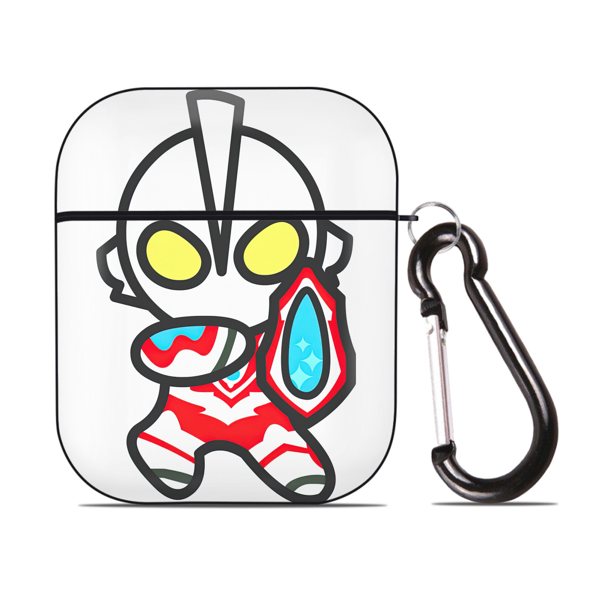 （画像用） ウルトラマン Ultraman AirPods 第2世代保護ケース ハードシェル ブラック 耐衝撃・防指紋・カラビナ付き