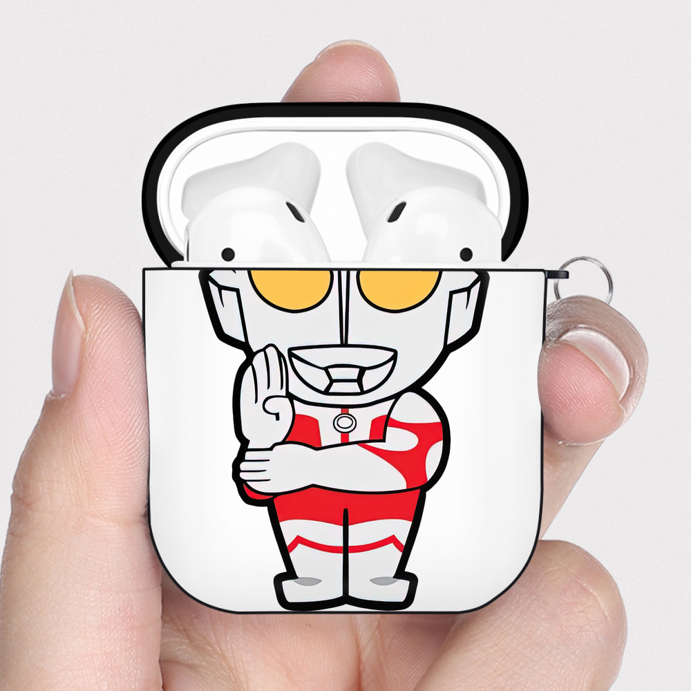 （画像用） ウルトラマン Ultraman AirPods 第2世代保護ケース ハードシェル ブラック 耐衝撃・防指紋・カラビナ付き