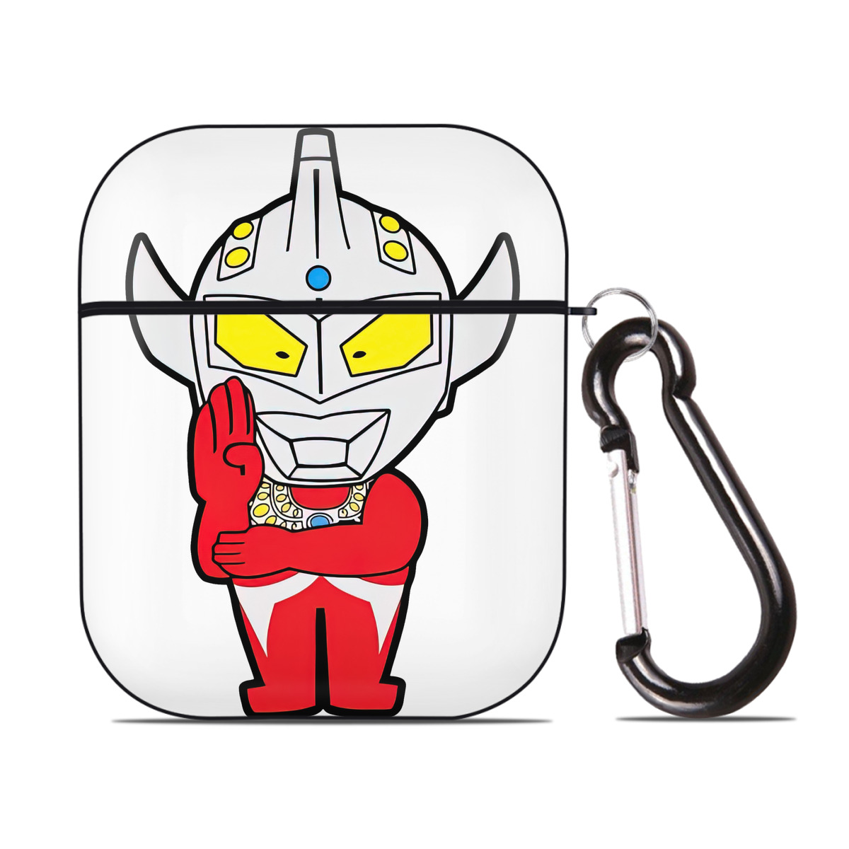 （画像用） ウルトラマン Ultraman AirPods 第2世代保護ケース ハードシェル ブラック 耐衝撃・防指紋・カラビナ付き