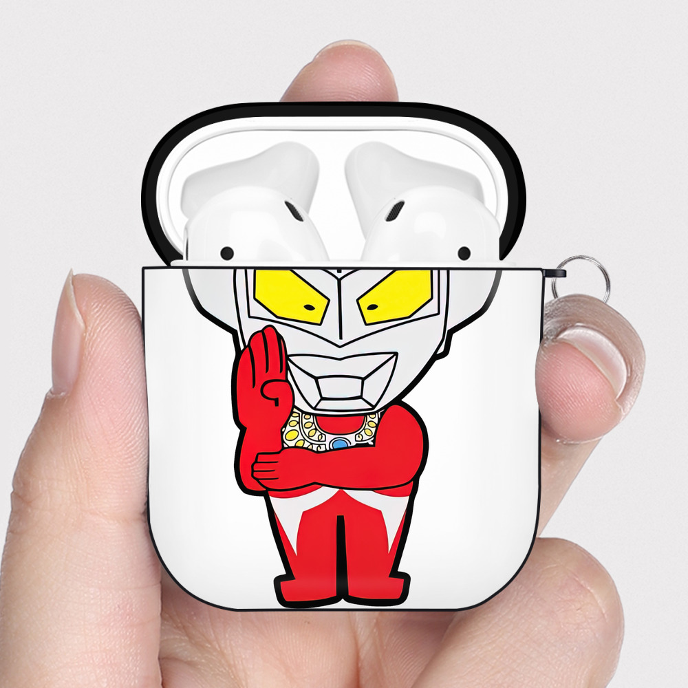 （画像用） ウルトラマン Ultraman AirPods 第2世代保護ケース ハードシェル ブラック 耐衝撃・防指紋・カラビナ付き