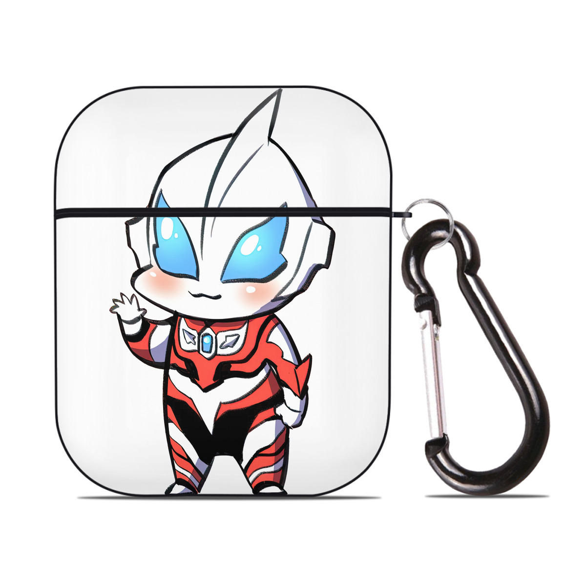（画像用） ウルトラマン Ultraman AirPods 第2世代保護ケース ハードシェル ブラック 耐衝撃・防指紋・カラビナ付き