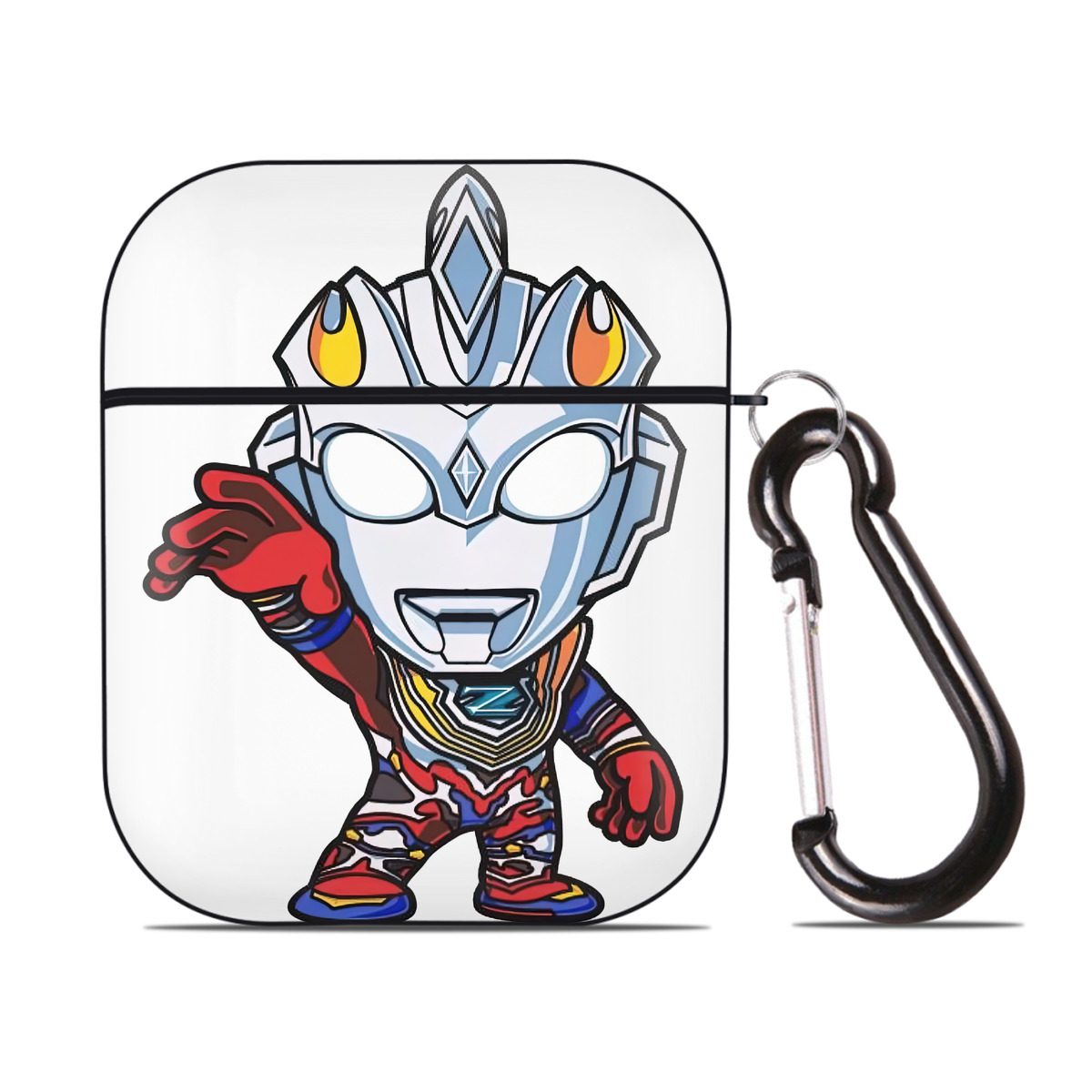 （画像用） ウルトラマン Ultraman AirPods 第2世代保護ケース ハードシェル ブラック 耐衝撃・防指紋・カラビナ付き