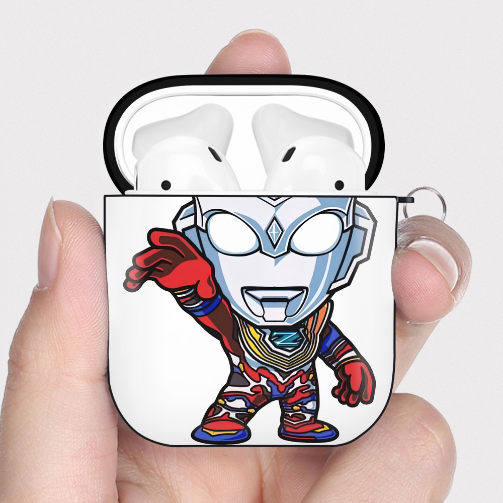 （画像用） ウルトラマン Ultraman AirPods 第2世代保護ケース ハードシェル ブラック 耐衝撃・防指紋・カラビナ付き