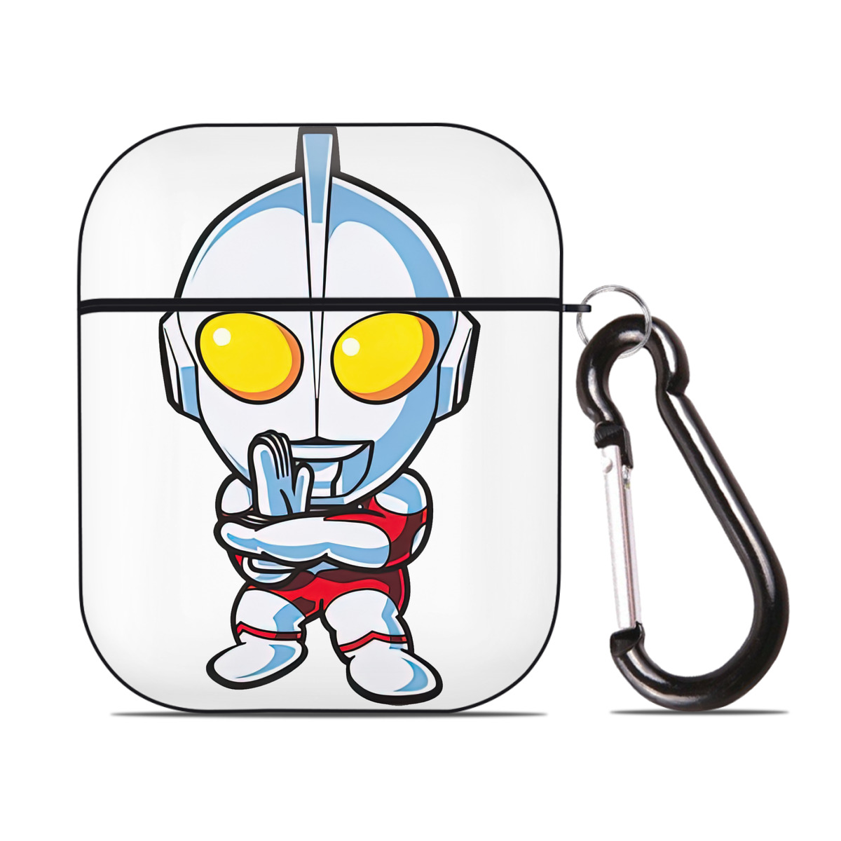 （画像用） ウルトラマン Ultraman AirPods 第2世代保護ケース ハードシェル ブラック 耐衝撃・防指紋・カラビナ付き