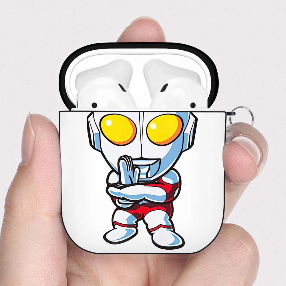 （画像用） ウルトラマン Ultraman AirPods 第2世代保護ケース ハードシェル ブラック 耐衝撃・防指紋・カラビナ付き