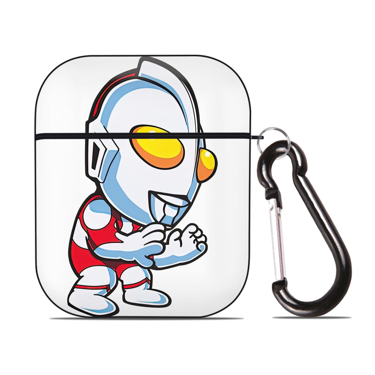 （画像用） ウルトラマン Ultraman AirPods 第2世代保護ケース ハードシェル ブラック 耐衝撃・防指紋・カラビナ付き