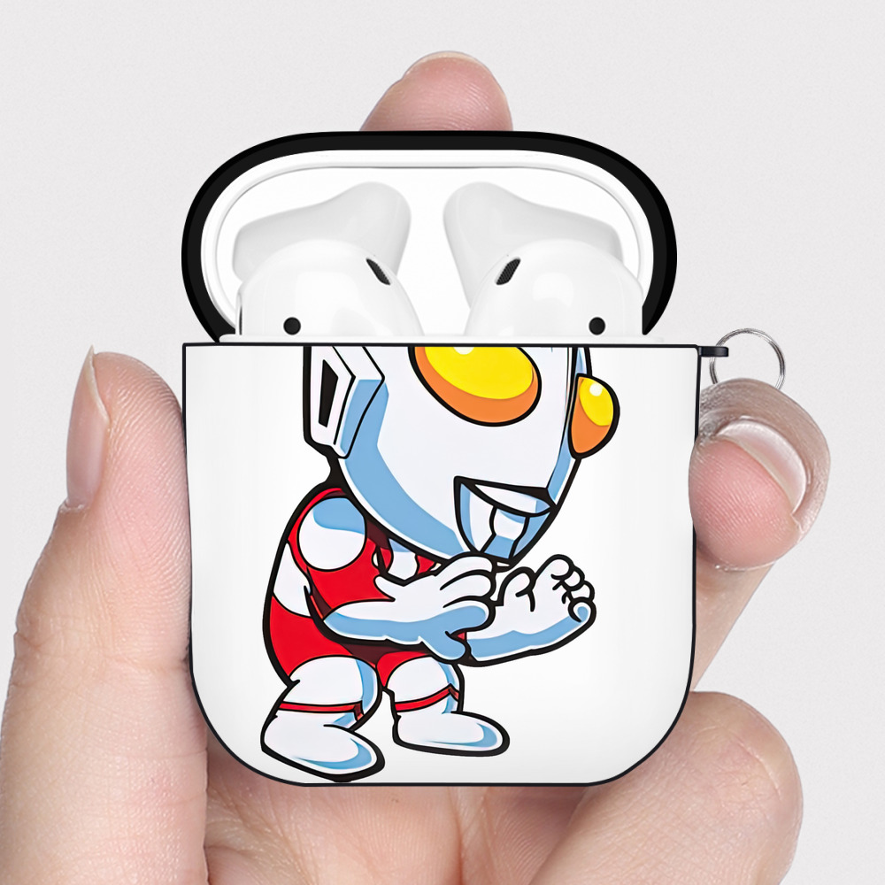 （画像用） ウルトラマン Ultraman AirPods 第2世代保護ケース ハードシェル ブラック 耐衝撃・防指紋・カラビナ付き