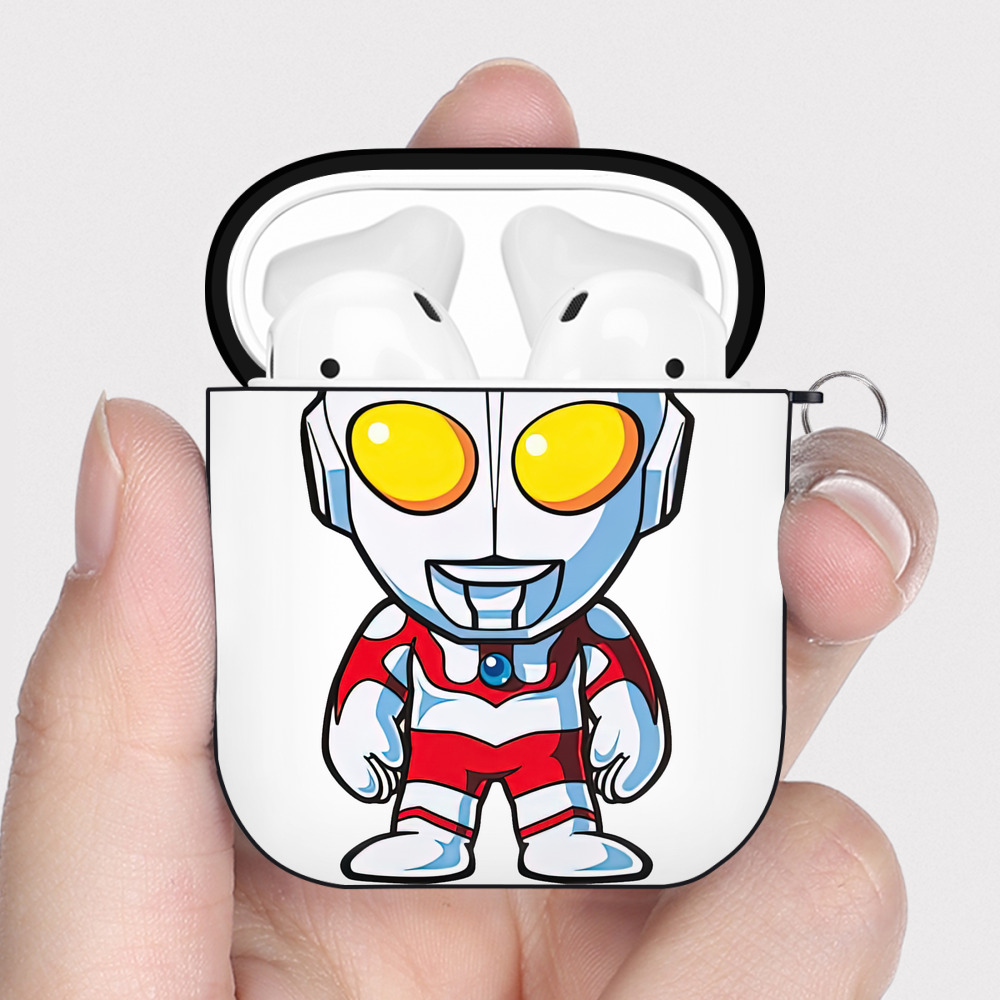 （画像用） ウルトラマン Ultraman AirPods 第2世代保護ケース ハードシェル ブラック 耐衝撃・防指紋・カラビナ付き