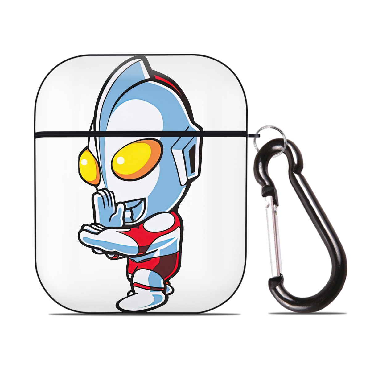 （画像用） ウルトラマン Ultraman AirPods 第2世代保護ケース ハードシェル ブラック 耐衝撃・防指紋・カラビナ付き