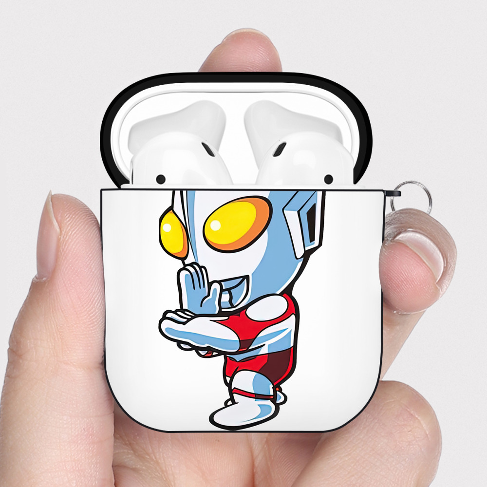 （画像用） ウルトラマン Ultraman AirPods 第2世代保護ケース ハードシェル ブラック 耐衝撃・防指紋・カラビナ付き