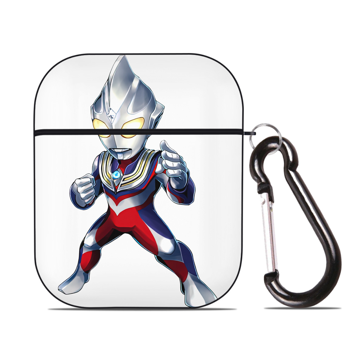 （画像用） ウルトラマン Ultraman AirPods 第2世代保護ケース ハードシェル ブラック 耐衝撃・防指紋・カラビナ付き
