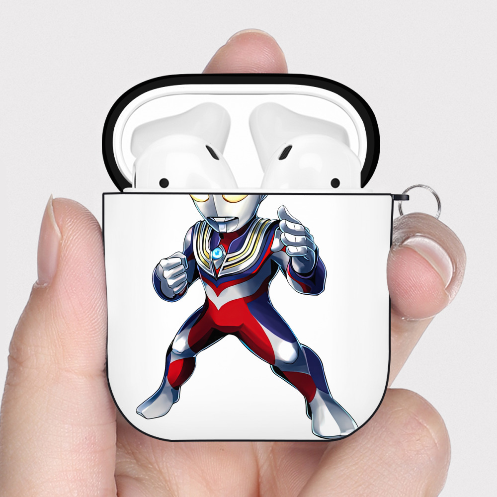 （画像用） ウルトラマン Ultraman AirPods 第2世代保護ケース ハードシェル ブラック 耐衝撃・防指紋・カラビナ付き