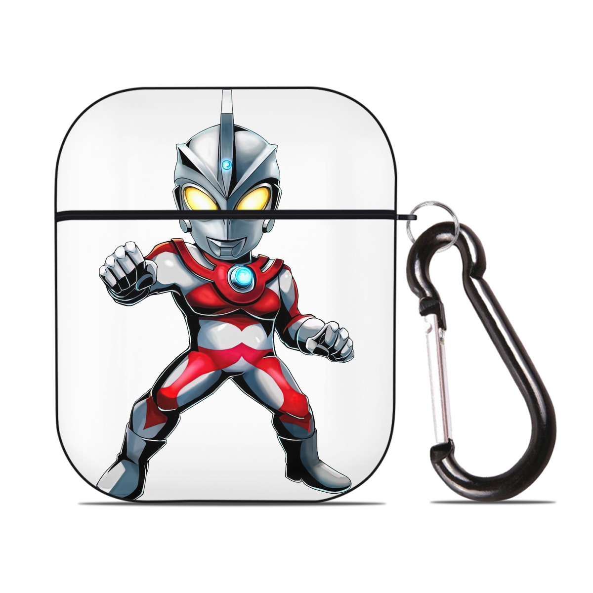 （画像用） ウルトラマン Ultraman AirPods 第2世代保護ケース ハードシェル ブラック 耐衝撃・防指紋・カラビナ付き