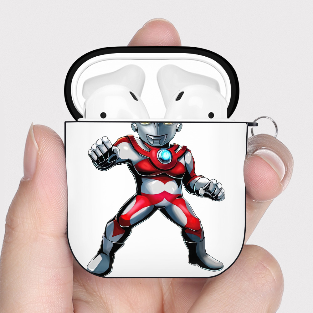 （画像用） ウルトラマン Ultraman AirPods 第2世代保護ケース ハードシェル ブラック 耐衝撃・防指紋・カラビナ付き