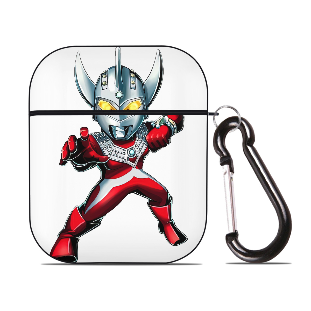 （画像用） ウルトラマン Ultraman AirPods 第2世代保護ケース ハードシェル ブラック 耐衝撃・防指紋・カラビナ付き