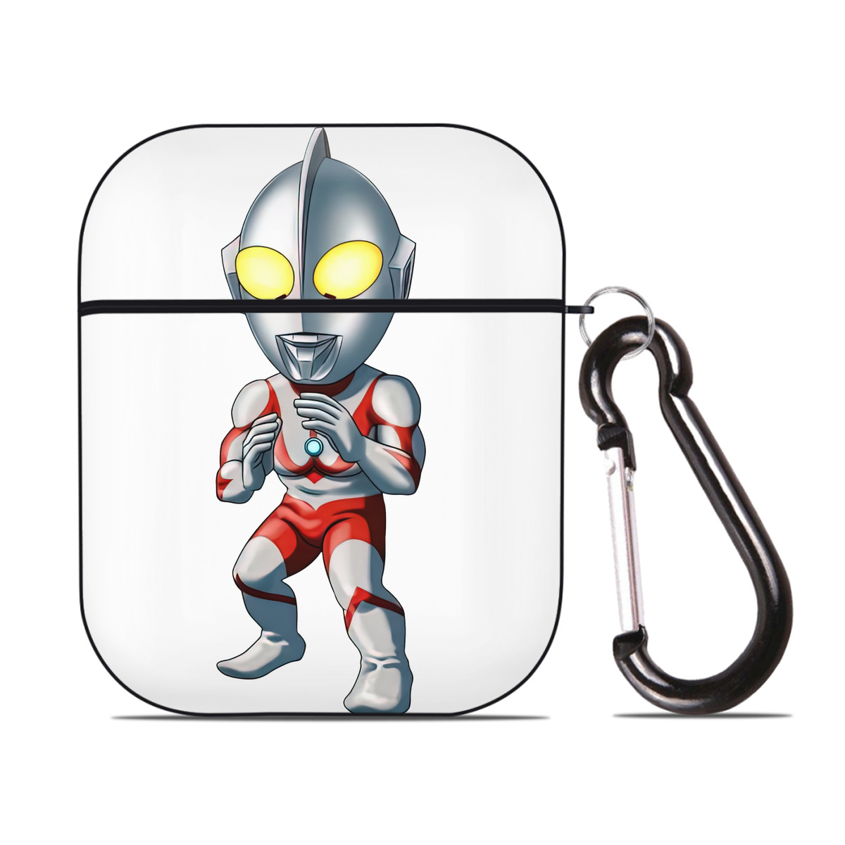 （画像用） ウルトラマン Ultraman AirPods 第2世代保護ケース ハードシェル ブラック 耐衝撃・防指紋・カラビナ付き
