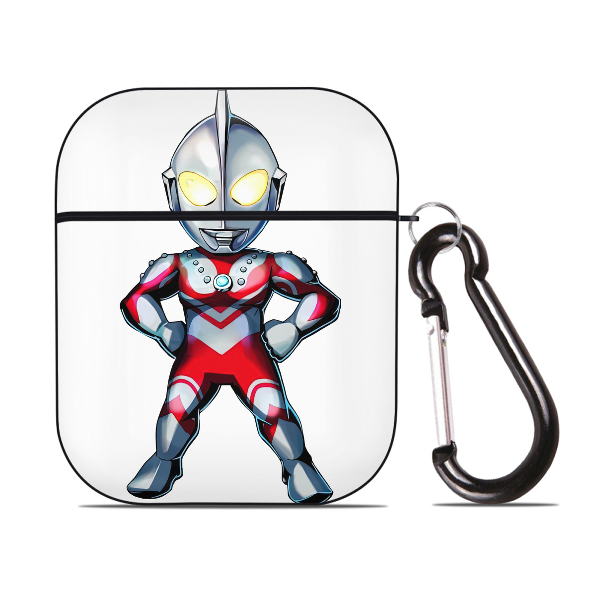 （画像用） ウルトラマン Ultraman AirPods 第2世代保護ケース ハードシェル ブラック 耐衝撃・防指紋・カラビナ付き