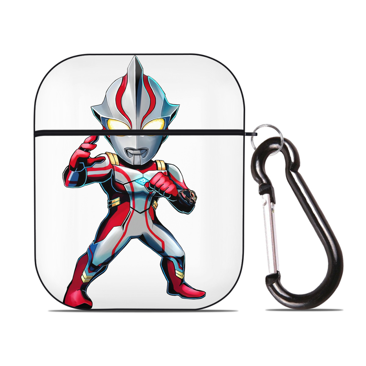 （画像用） ウルトラマン Ultraman AirPods 第2世代保護ケース ハードシェル ブラック 耐衝撃・防指紋・カラビナ付き