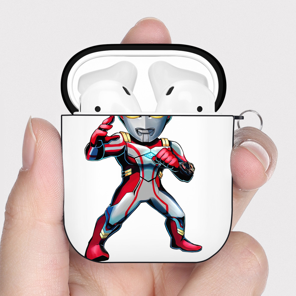 （画像用） ウルトラマン Ultraman AirPods 第2世代保護ケース ハードシェル ブラック 耐衝撃・防指紋・カラビナ付き