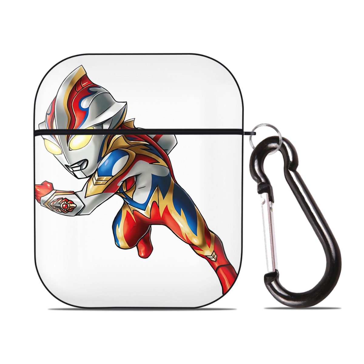 （画像用） ウルトラマン Ultraman AirPods 第2世代保護ケース ハードシェル ブラック 耐衝撃・防指紋・カラビナ付き