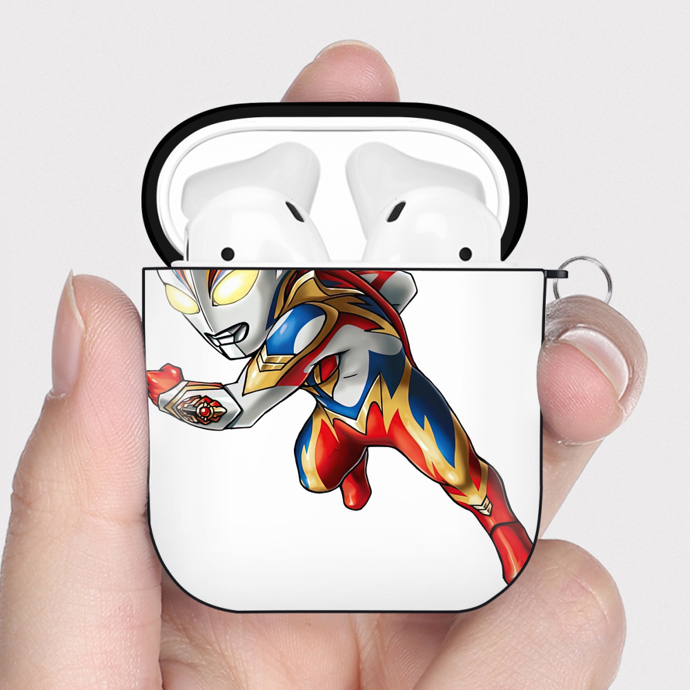 （画像用） ウルトラマン Ultraman AirPods 第2世代保護ケース ハードシェル ブラック 耐衝撃・防指紋・カラビナ付き