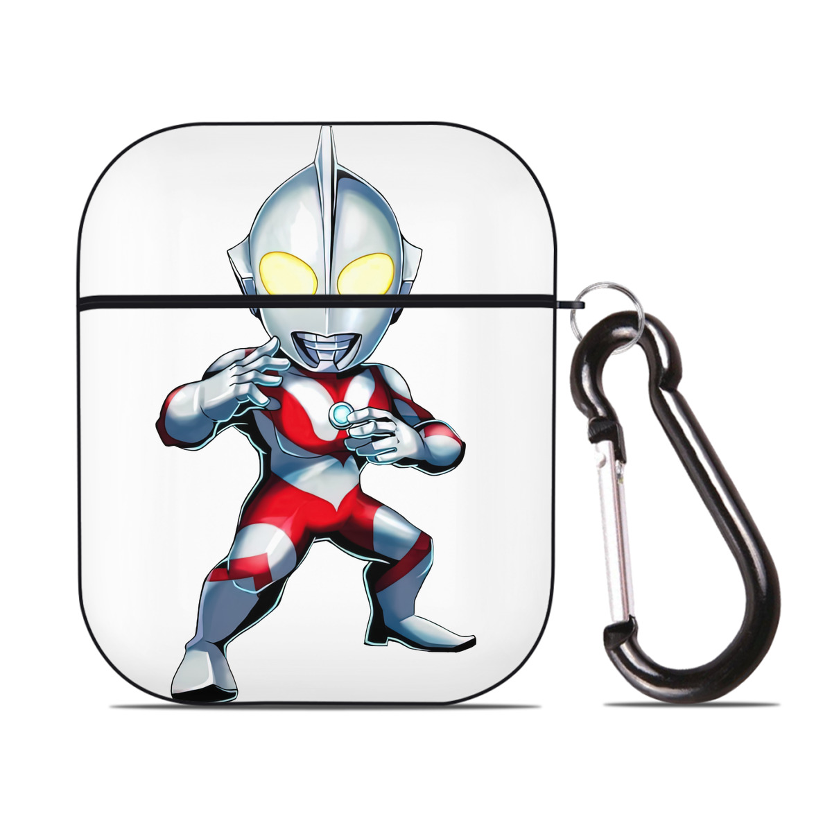 （画像用） ウルトラマン Ultraman AirPods 第2世代保護ケース ハードシェル ブラック 耐衝撃・防指紋・カラビナ付き