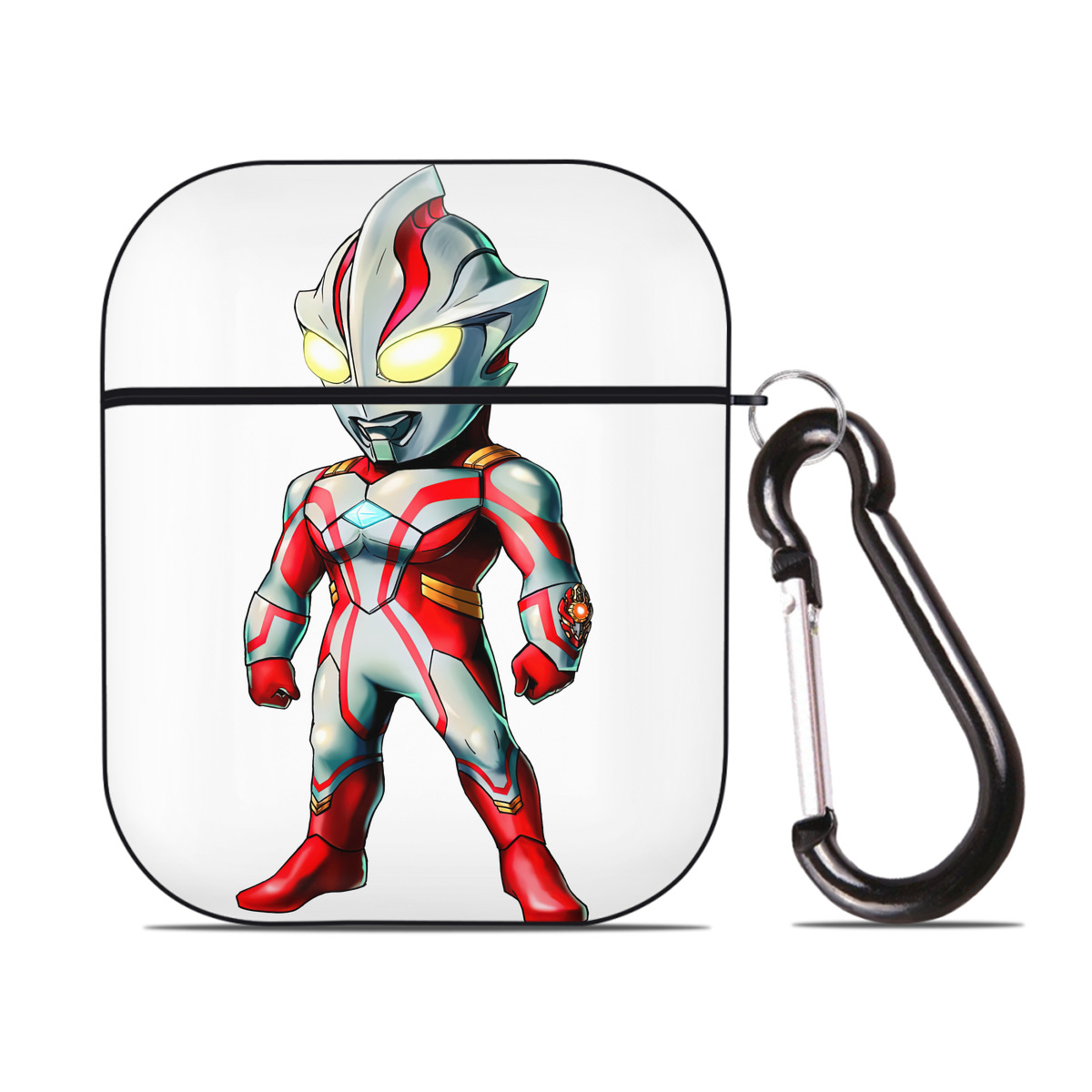 （画像用） ウルトラマン Ultraman AirPods 第2世代保護ケース ハードシェル ブラック 耐衝撃・防指紋・カラビナ付き