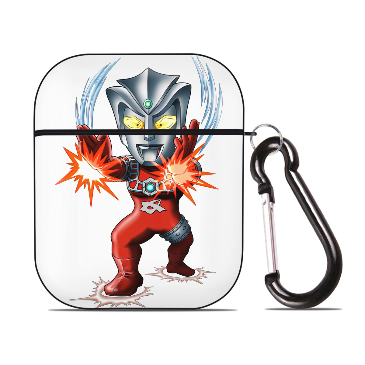 （画像用） ウルトラマン Ultraman AirPods 第2世代保護ケース ハードシェル ブラック 耐衝撃・防指紋・カラビナ付き