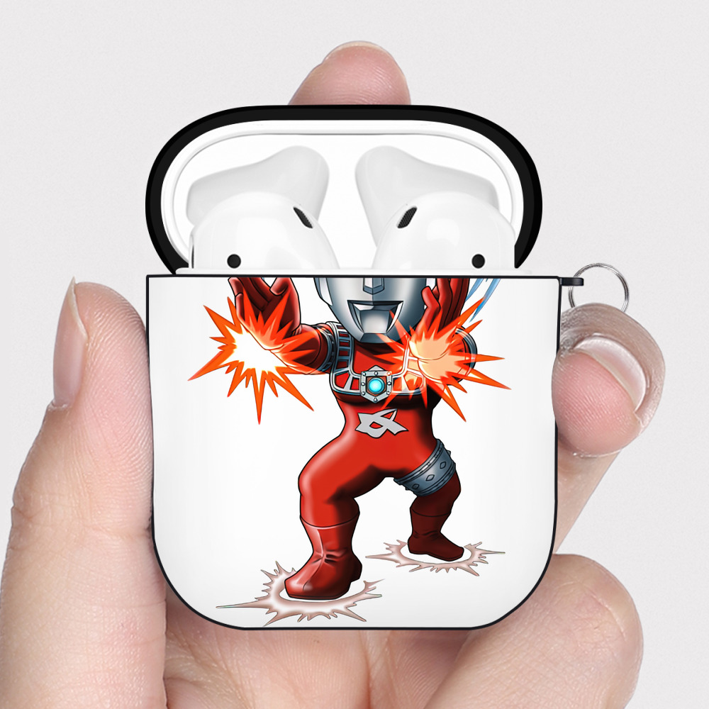 （画像用） ウルトラマン Ultraman AirPods 第2世代保護ケース ハードシェル ブラック 耐衝撃・防指紋・カラビナ付き
