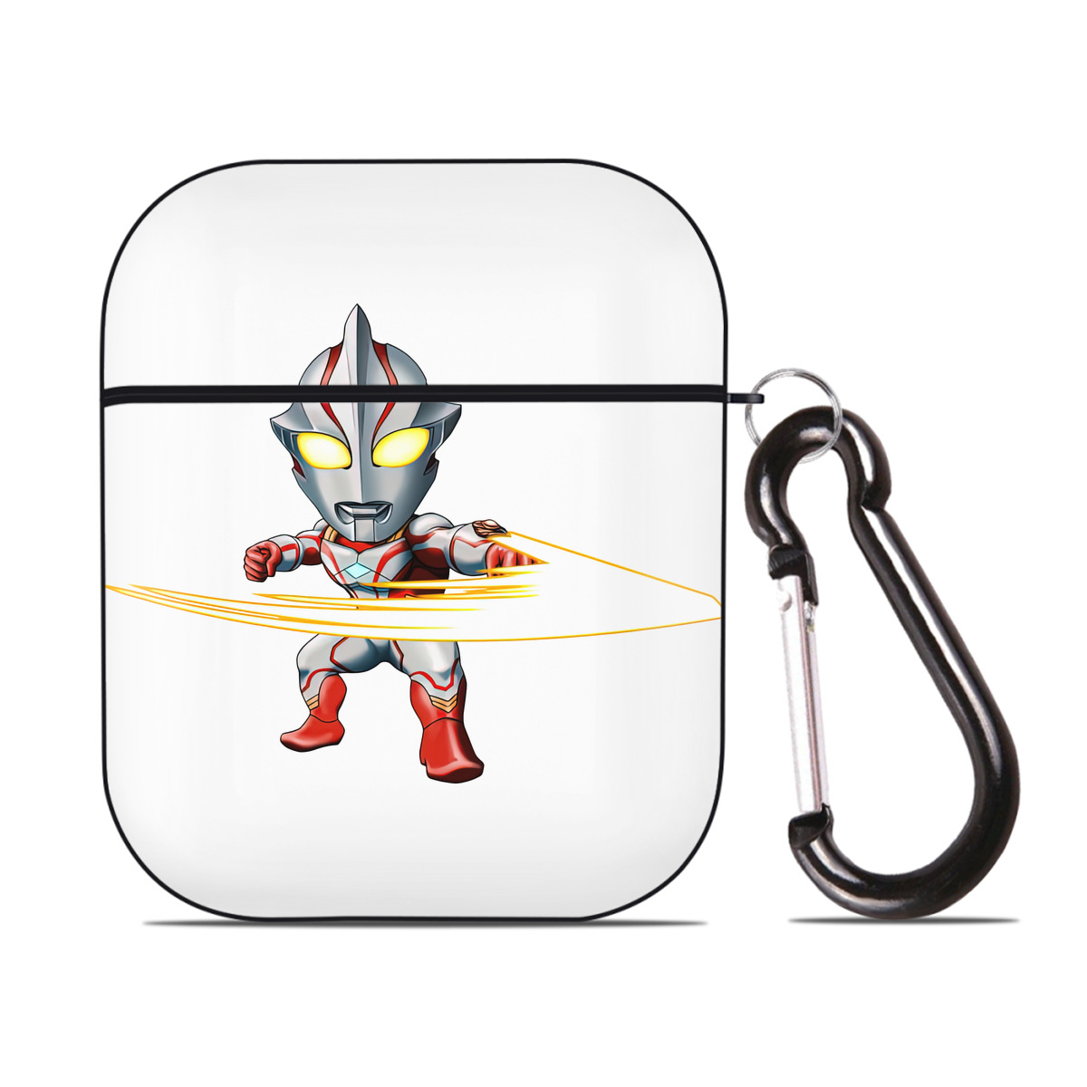 （画像用） ウルトラマン Ultraman AirPods 第2世代保護ケース ハードシェル ブラック 耐衝撃・防指紋・カラビナ付き
