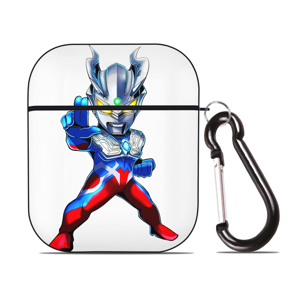 （画像用） ウルトラマン Ultraman AirPods 第2世代保護ケース ハードシェル ブラック 耐衝撃・防指紋・カラビナ付き