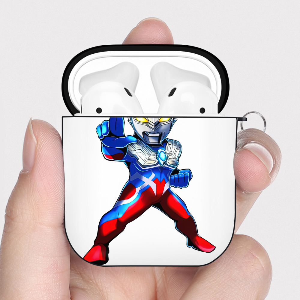 （画像用） ウルトラマン Ultraman AirPods 第2世代保護ケース ハードシェル ブラック 耐衝撃・防指紋・カラビナ付き